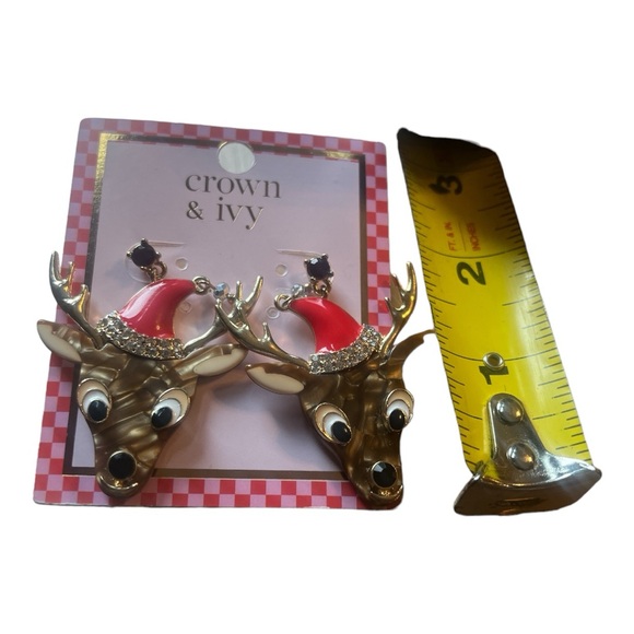 crown & ivy Reindeer Christmas 🎄 Earrings Beautiful and Detailed - Picture 4 of 4